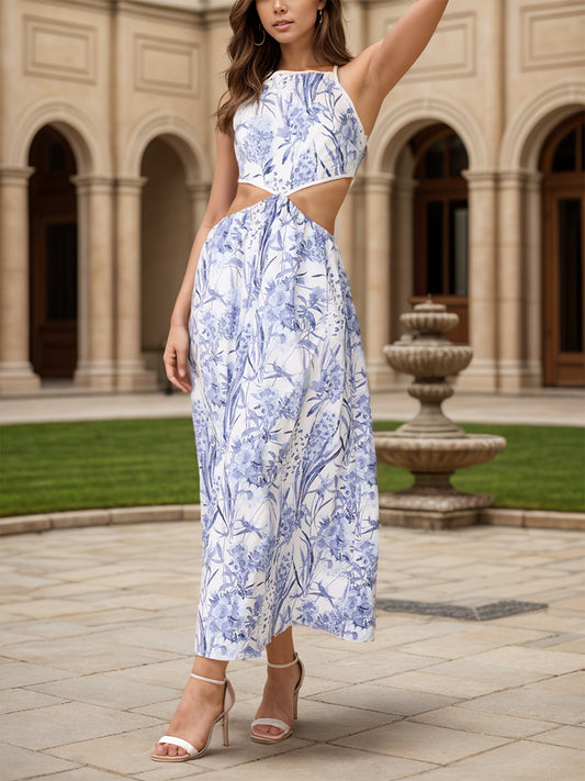 Newly Engaged Cutout Printed Sleeveless Midi Dress