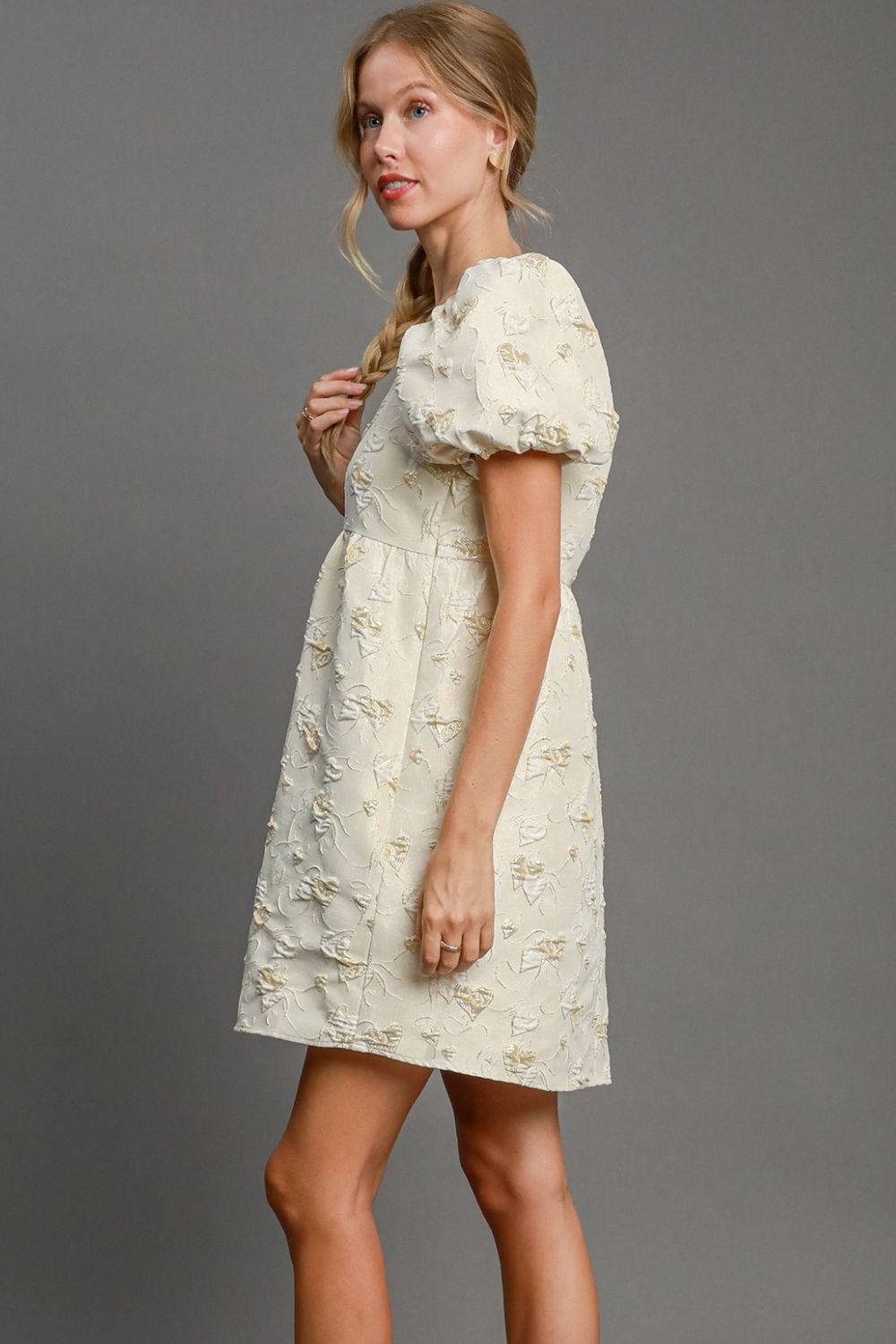 Newly Engaged Square Neck Puff Sleeve Mini Dress