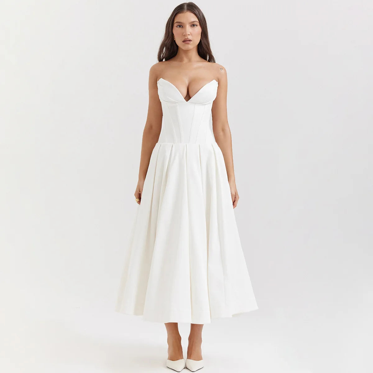 Newly Engaged Midi Elegant Strapless Dress