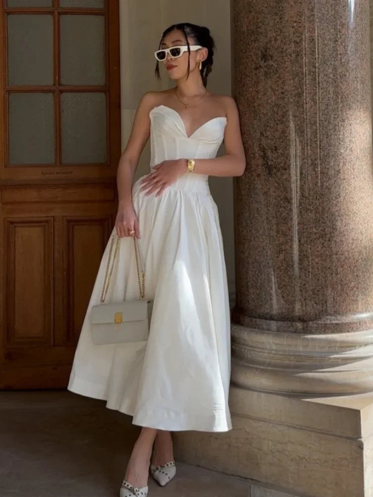 Newly Engaged Midi Elegant Strapless Dress