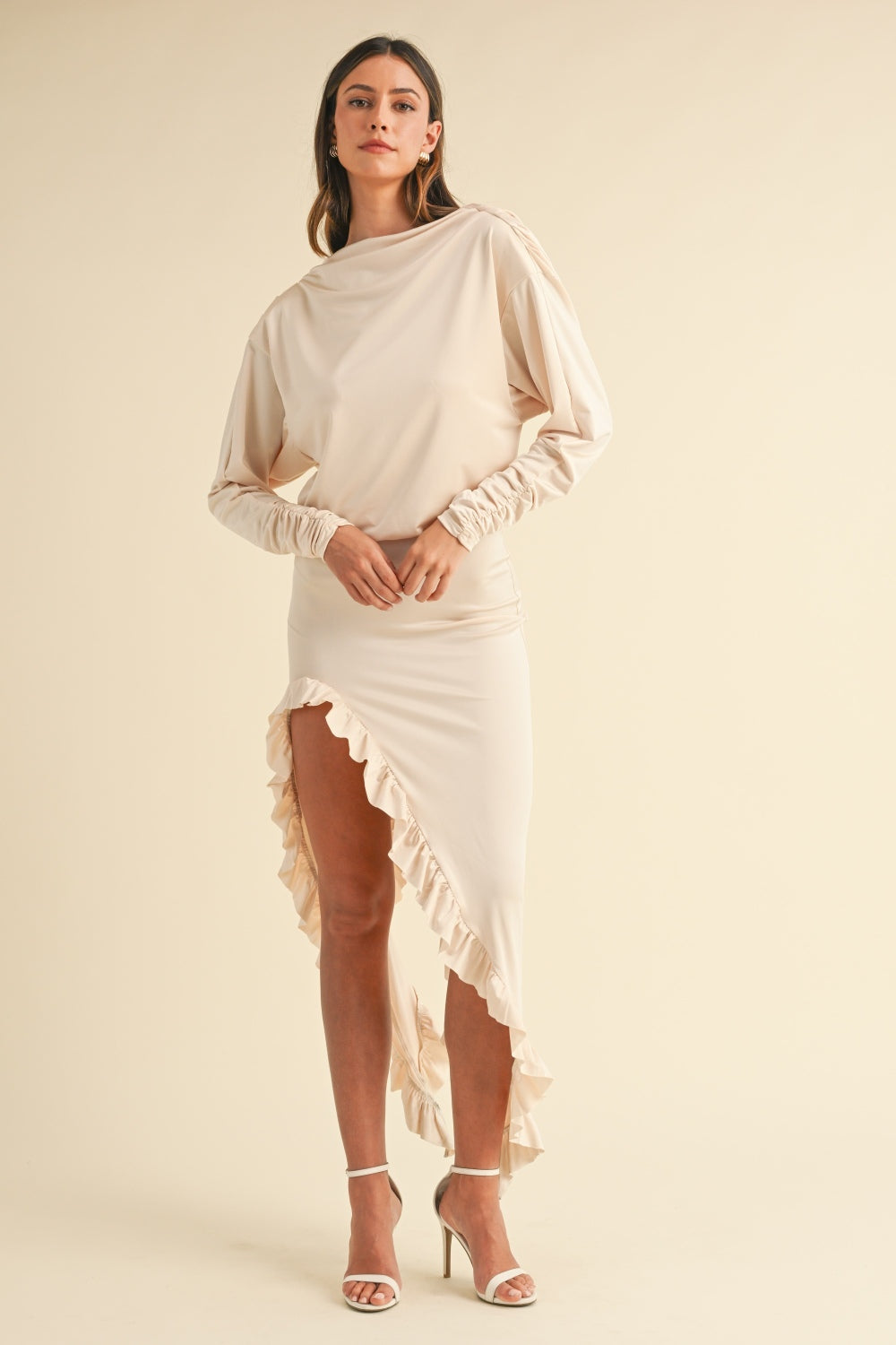 Newly Engaged Mable Backless Asymmetric Ruffle Hem Dress